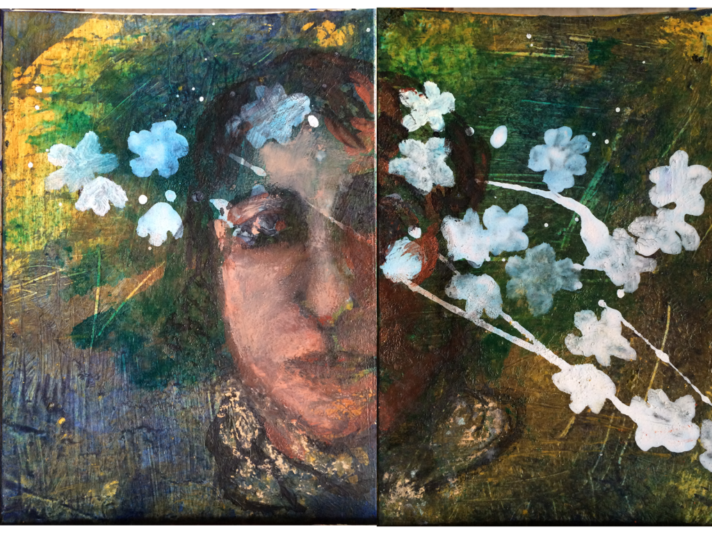 Fany aux fleurs assemblés 22x32cm