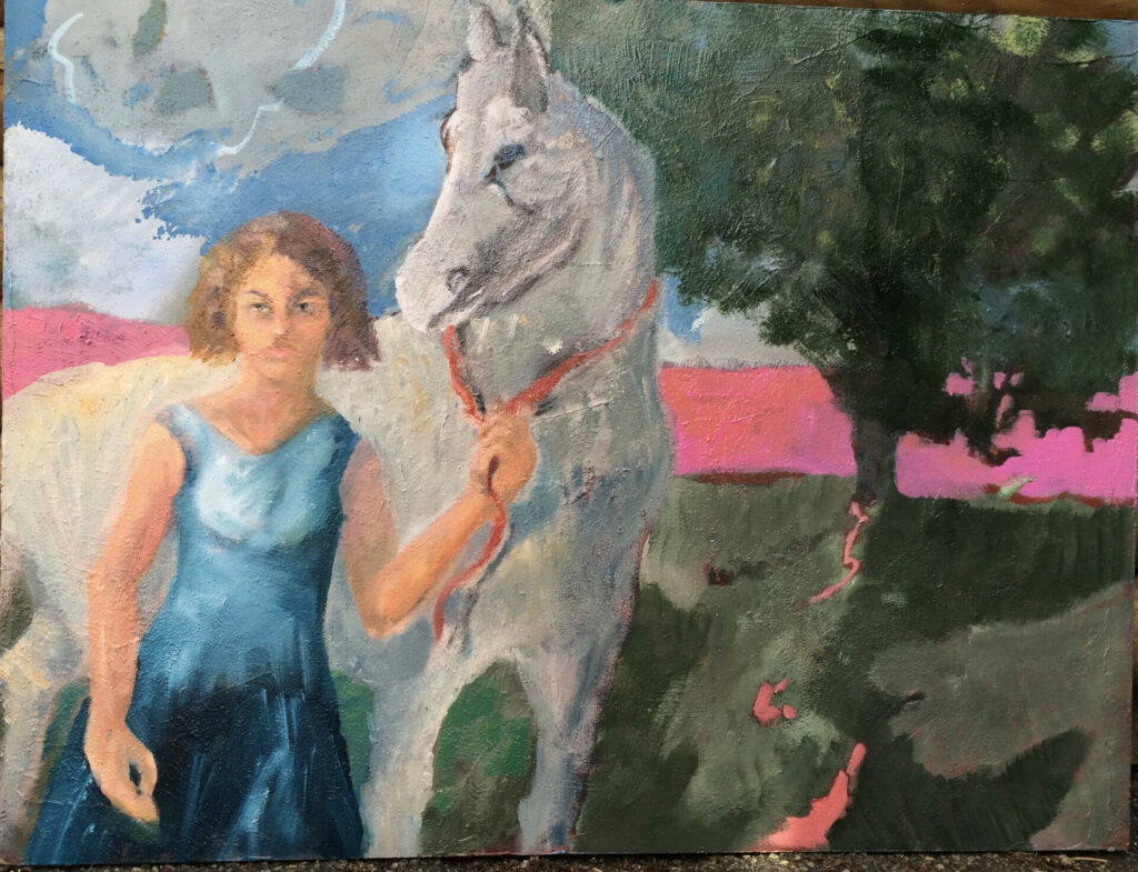 Le cheval blanc- huile sur bois- 60x80cm