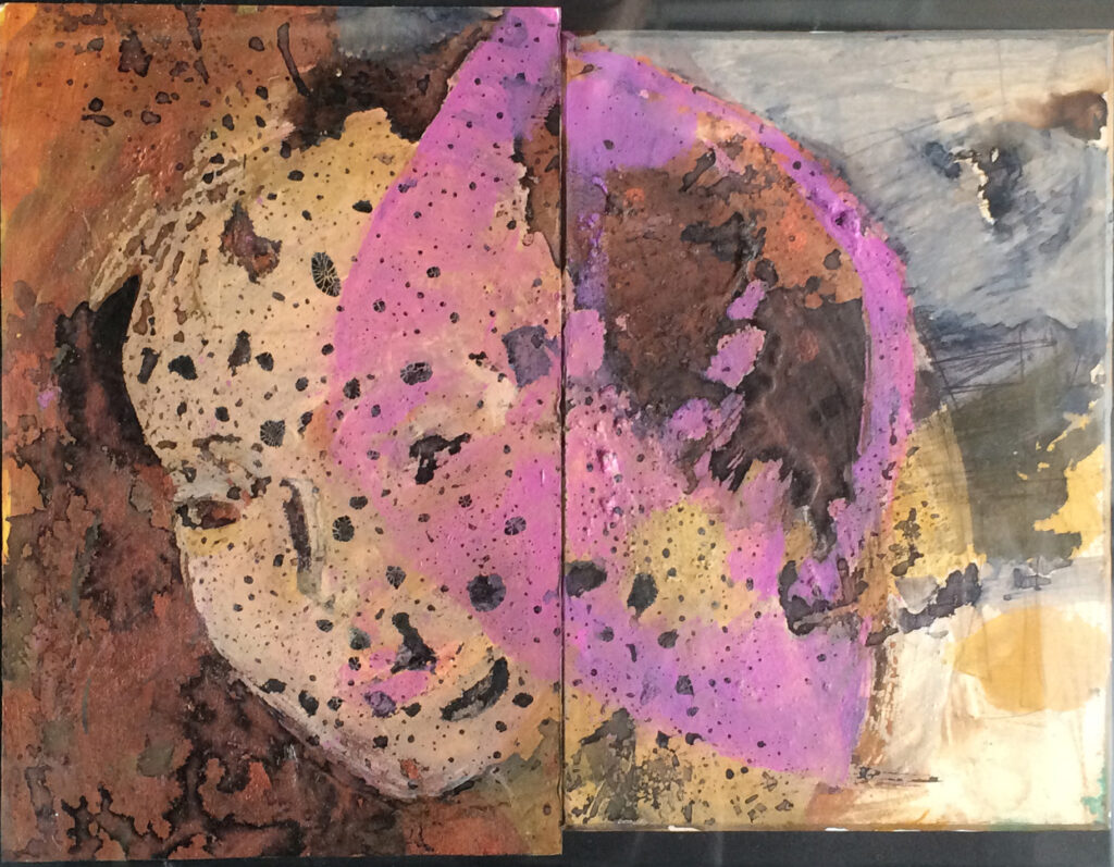 Lin au pétale- techniques mixtes sur carton-20x14cmx2