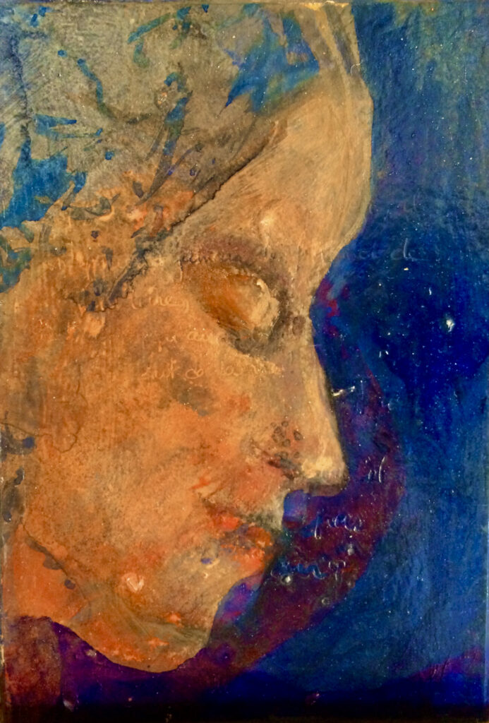 Prière - techniques mixtes sur carton- 14x10 cm