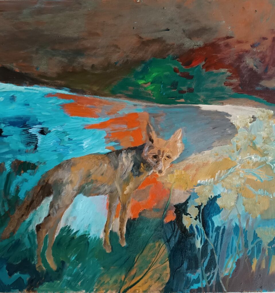 Le renard Huile sur carton 80x80cm