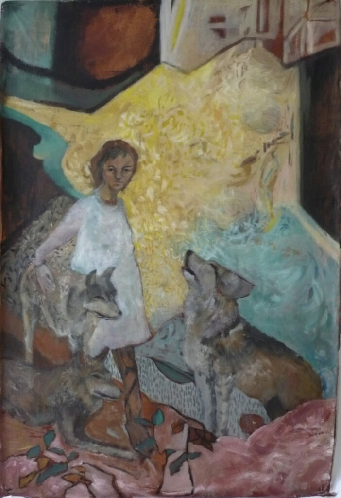 les loups et la fille 150x100cm
