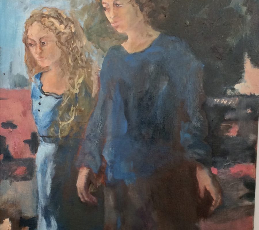 En couple Huile sur toile 100x50cm