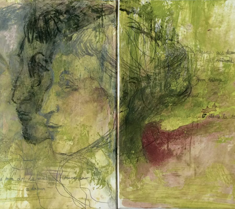 Fany au reflet- technique mixte sur carton-14x20cm