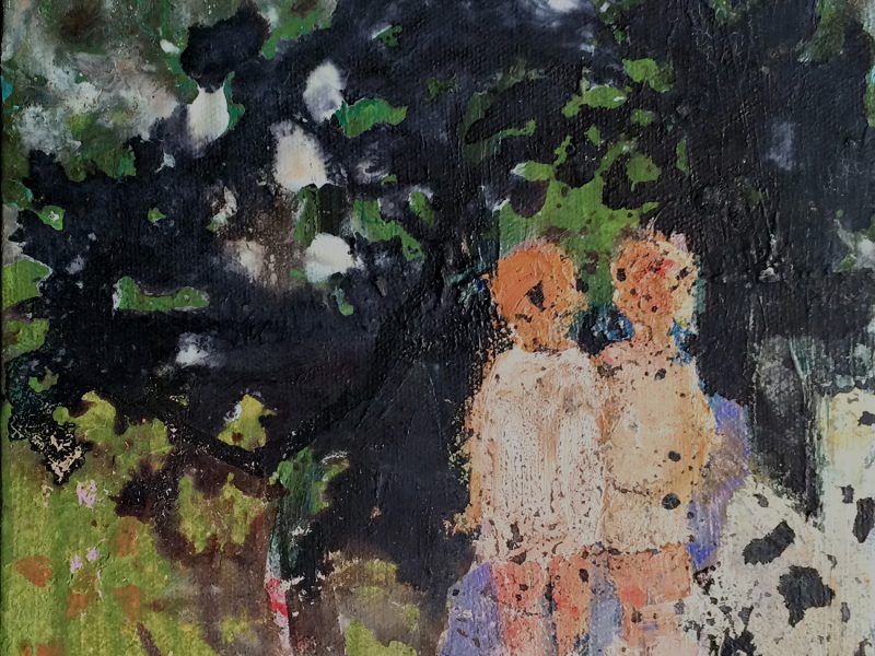 Jardin- huile sur toile- 20x20 cm