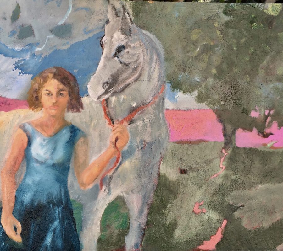 Le cheval blanc Technique mixte sur bois 60x80cm